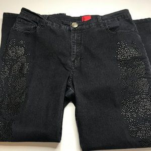V Christina dark wash beaded jeans size P 14
